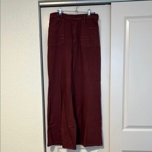 Pilcro Wide Leg Pants in Burgundy